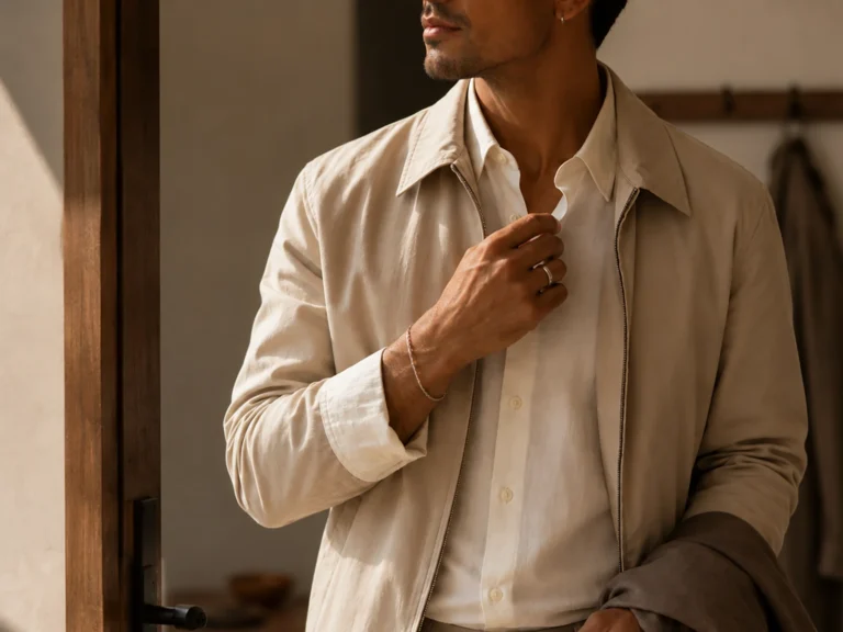 Man wearing minimalist titanium bracelet and ring for everyday style - LUVERIKO Journal Issue 03